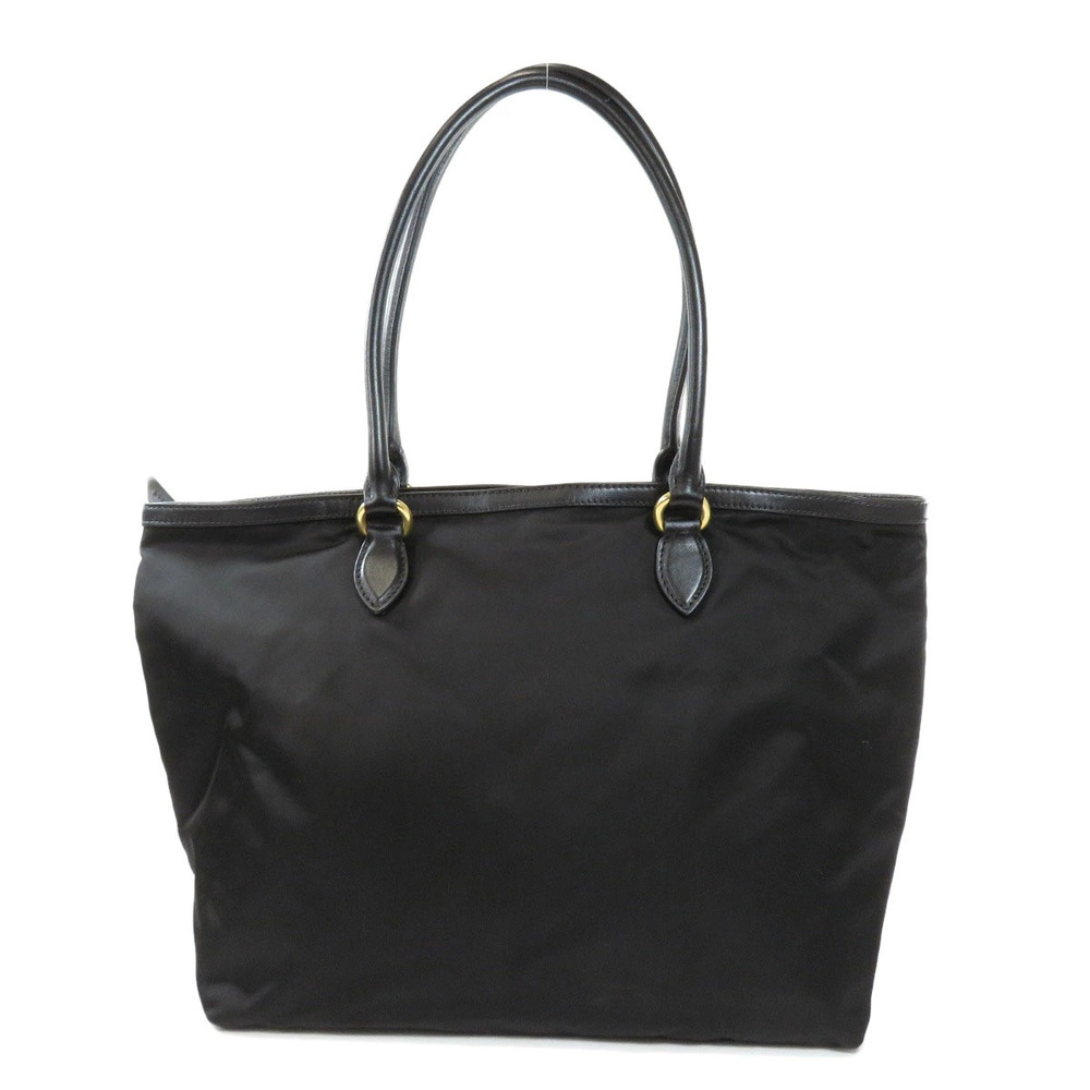 Prada Tessuto leather rolled tote handles bag Black double